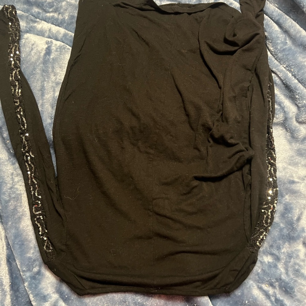 Vanity Black Blouse with Sequin Accents